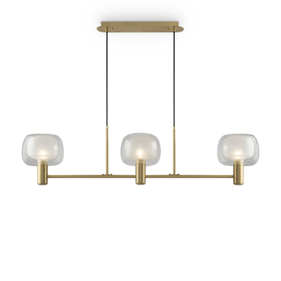 Maytoni Vision 3L linear suspension ceiling lamp, gold E14 H 154cm