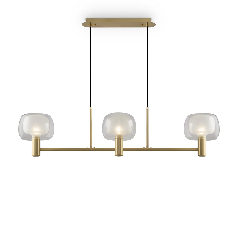 Maytoni Vision 3L linear suspension ceiling lamp, gold E14 H 154cm