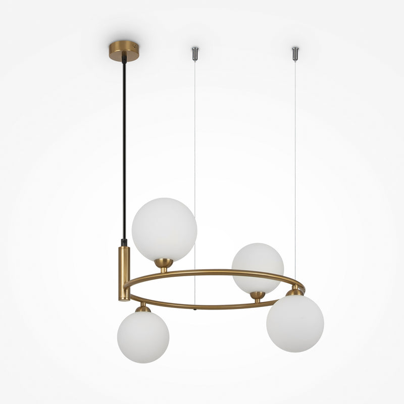 Maytoni Ring 4L pendant lamp, brass G9 D 40cm