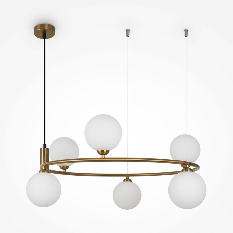 Maytoni Ring 6L pendant lamp, brass G9 D 58cm