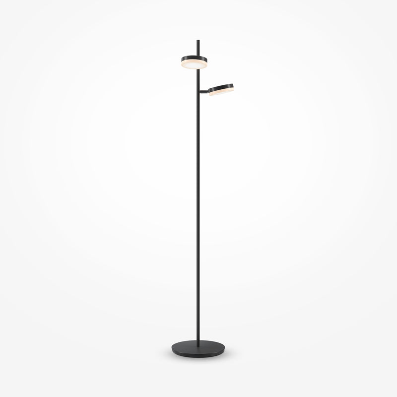 Maytoni Fad 2L floor lamp, black LED H 145cm