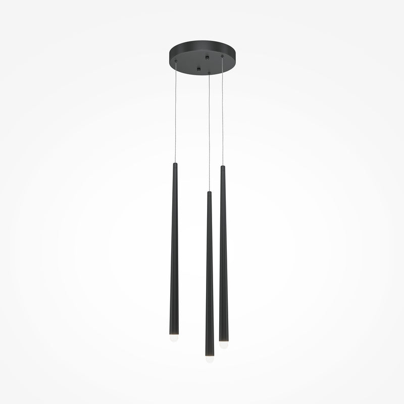 Maytoni Cascade 3L pendant lamp, black LED H 219.3cm