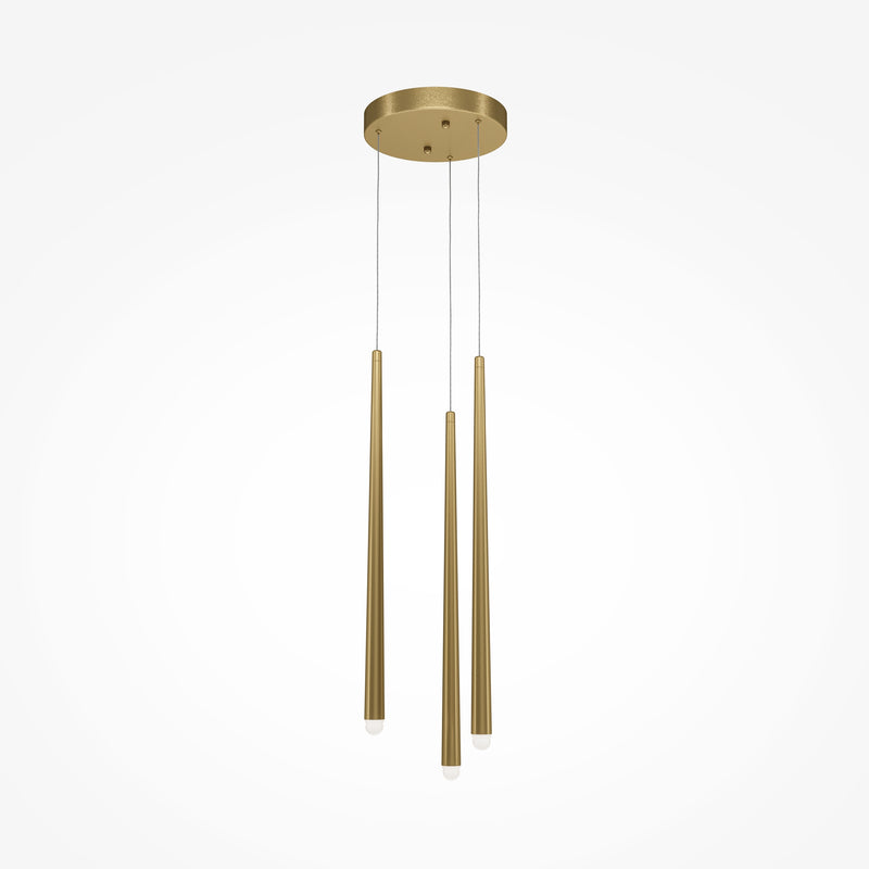 Maytoni Cascade 3L pendant lamp, brass LED H 219.3cm