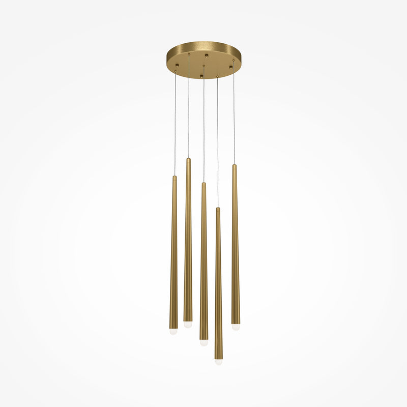 Maytoni Cascade 5L pendant lamp, brass LED H 219.3cm