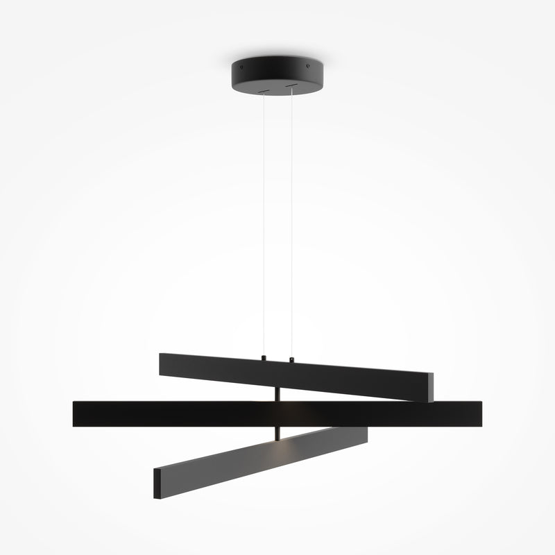 Maytoni Origami 3L pendant lamp, black LED H 18.7cm