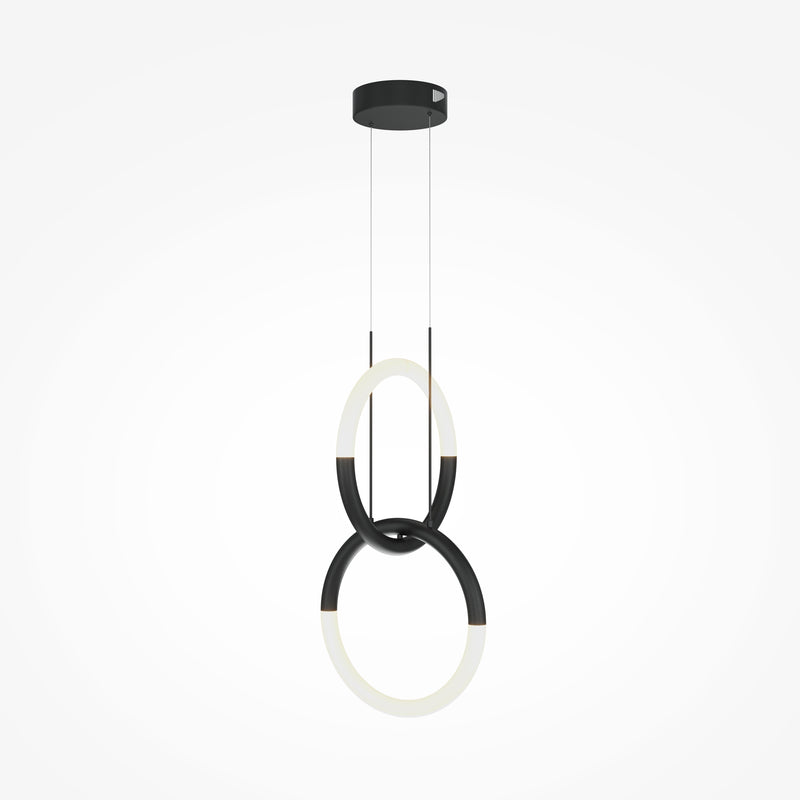 Maytoni Node 2L pendant lamp, black LED D 34cm