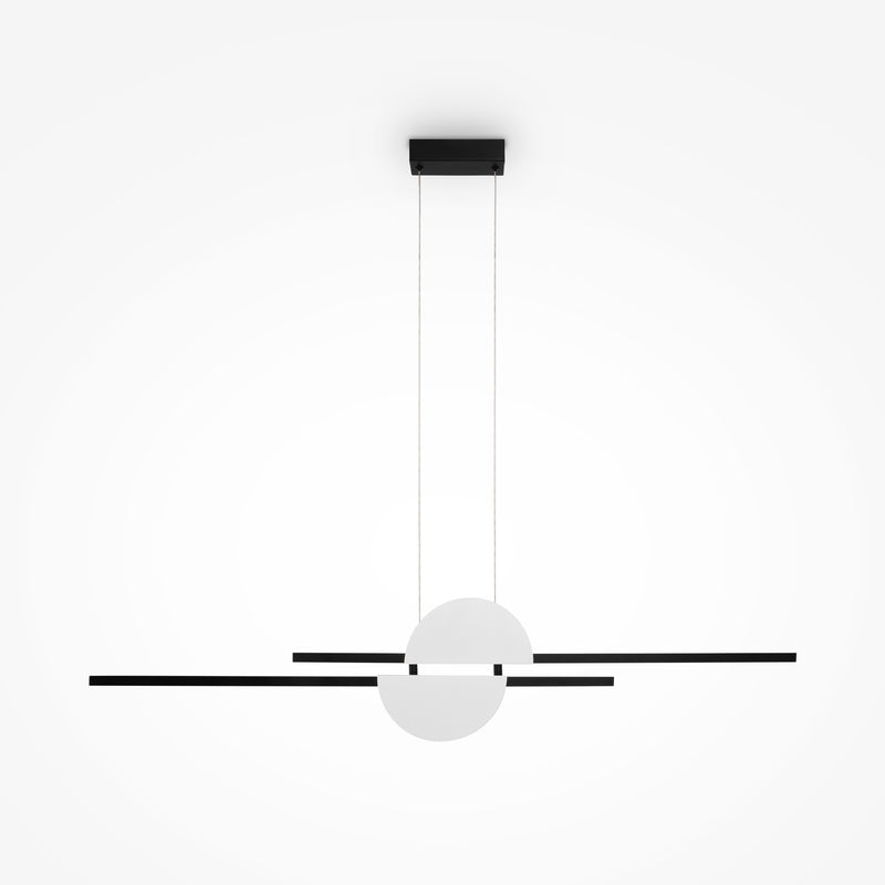 Maytoni Skyline 1L linear suspension ceiling lamp, black LED H 204cm