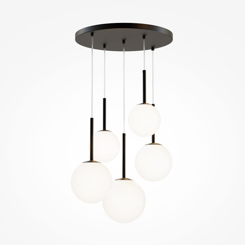 Maytoni Basic form 5L pendant lamp, black E14 D 45cm