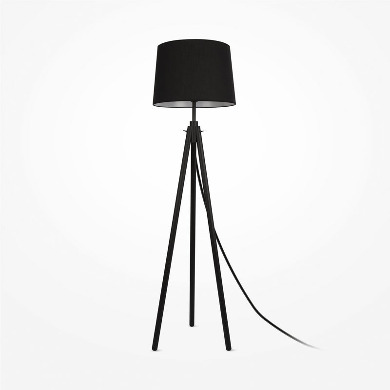 Maytoni Calvin 1L vloerlamp, zwart E27 D 44cm