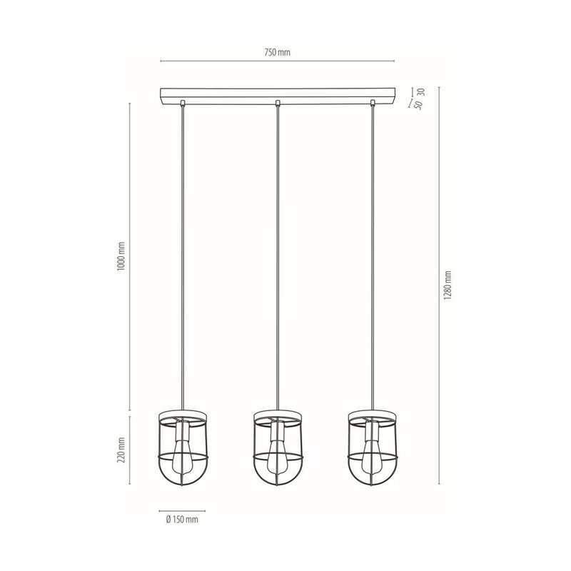 Netuno Ceiling Lamp 3xE27 Max.15W Led Oiled Oak / Black