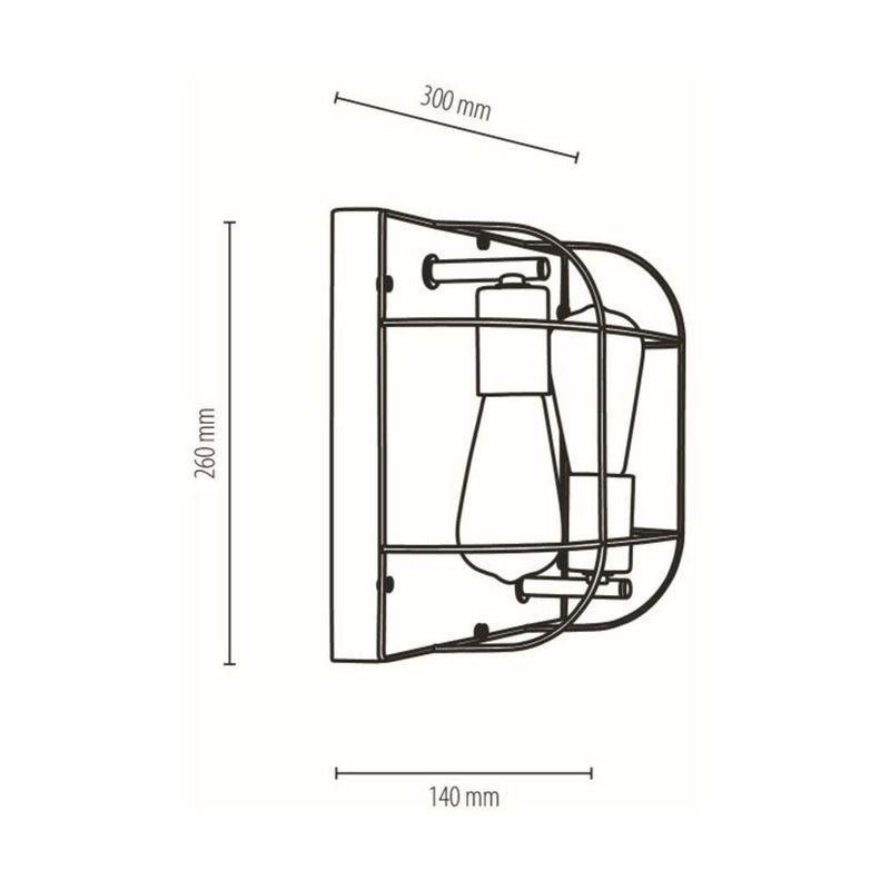 Netuno Wall Lamp 1xE27 Max 25W Oiled Oak / Black