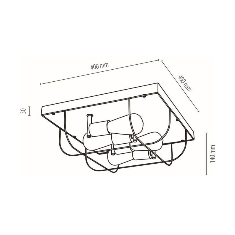 Netuno Ceiling Lamp 3xE27 Max.15W Led Oiled Oak / Black