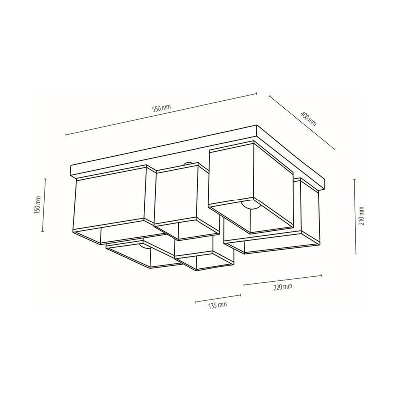 Paloma Ceiling Lamp 6xE27 Max.25W Oiled Oak/White