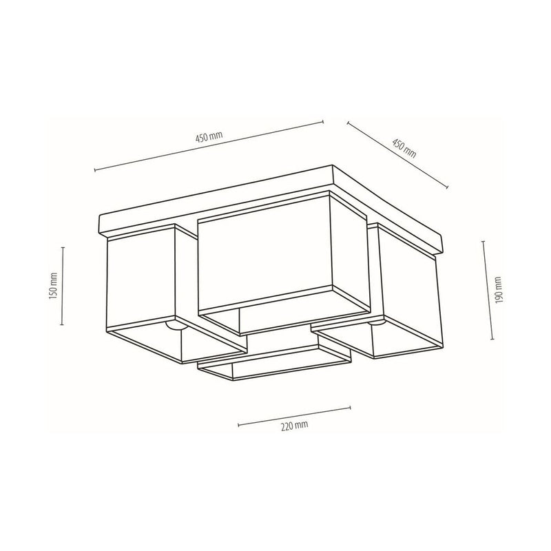 Paloma Ceiling Lamp 4xE27 Max.25W Oiled Oak/White