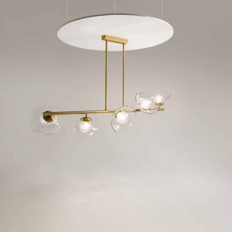 Maytoni Miracle 5L linear suspension ceiling lamp, brass G9 H 84.4cm