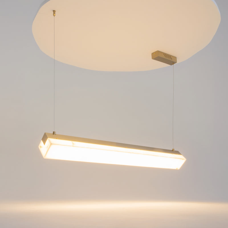 Maytoni Petra 1L linear suspension ceiling lamp, brass LED H 316.2cm