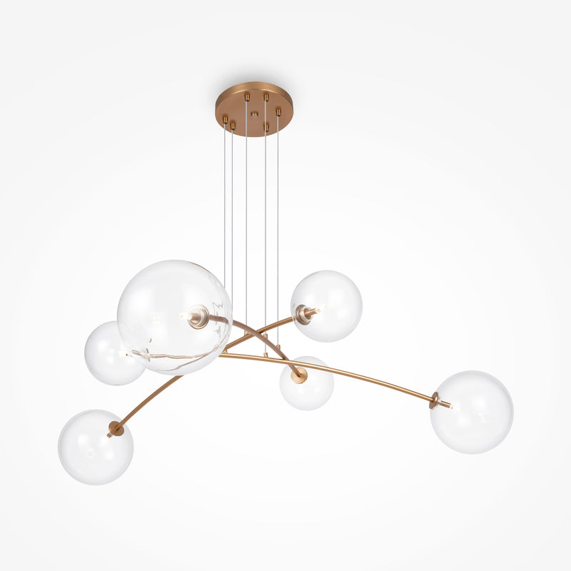 Maytoni Mood 6L pendant lamp, brass G4 H 340.7cm