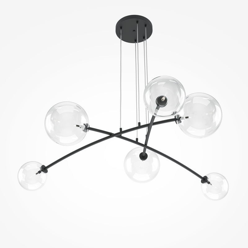 Maytoni Mood 6L pendant lamp, black G4 H 340.7cm