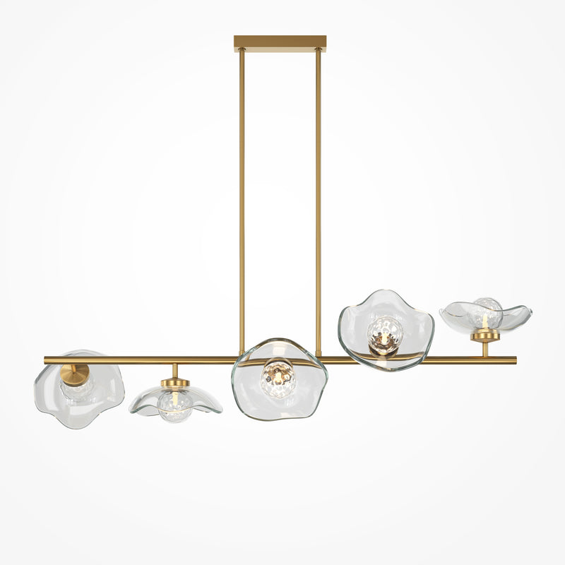 Maytoni Miracle 5L linear suspension ceiling lamp, brass G9 H 84.4cm