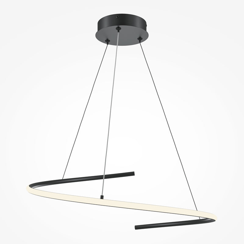 Maytoni Curve 1L pendant lamp, black LED D 60cm