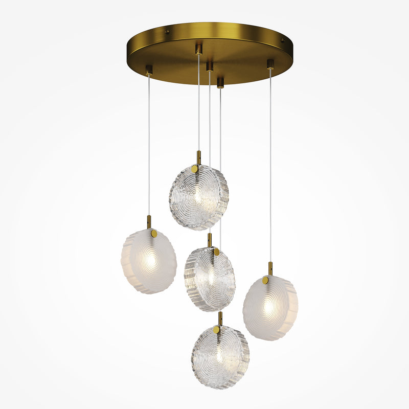 Maytoni Frozen 5L pendant lamp, brass G4 H 321cm