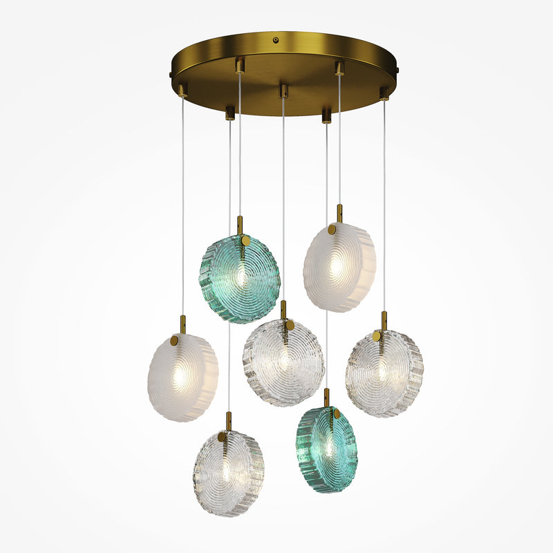 Maytoni Frozen 7L pendant lamp, brass G4 H 321cm