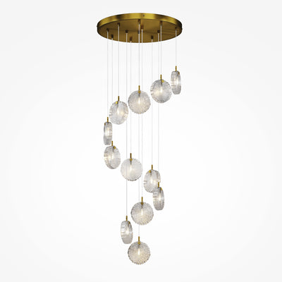 Maytoni Frozen 12L pendant lamp, brass G4 H 371cm