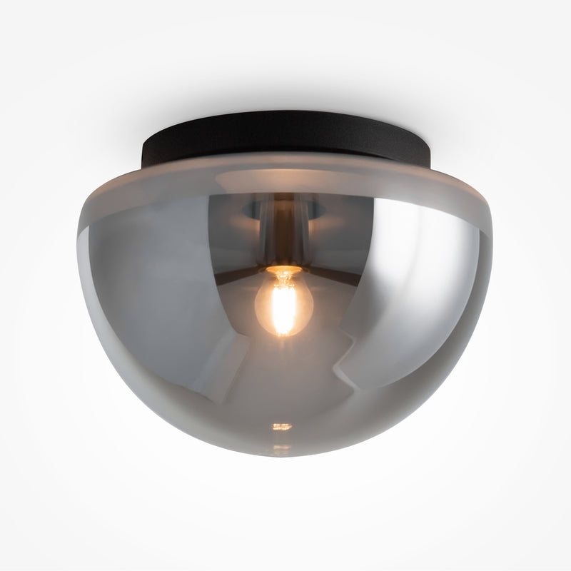 Maytoni Glassy 1L flush mount ceiling lamp, black E27 D 31.5cm