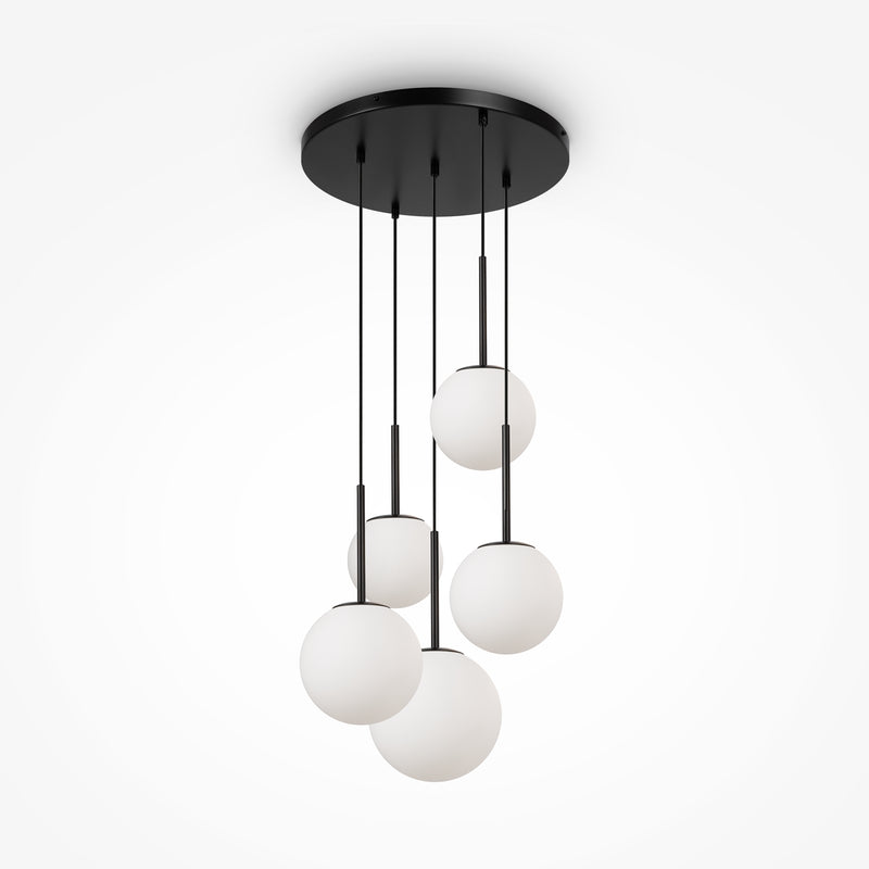 Maytoni Basic form 5L pendant lamp, black E14 D 45cm