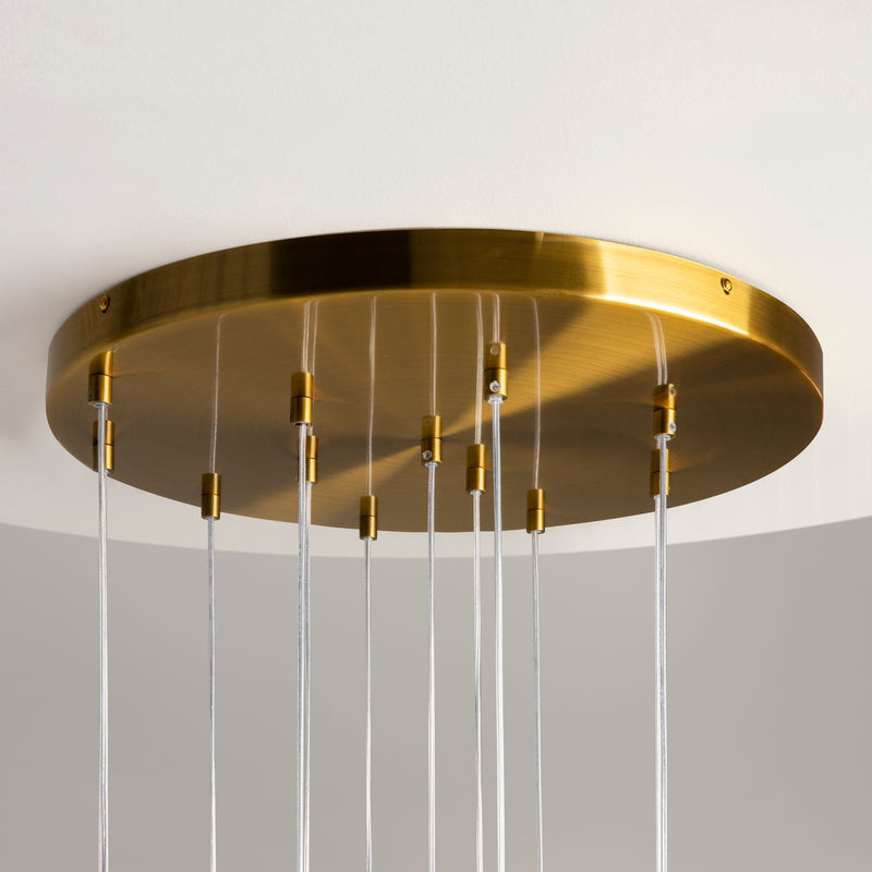 Maytoni Frozen 12L pendant lamp, brass G4 H 371cm