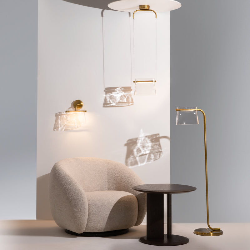 Maytoni Cabaret 1L floor lamp, brass LED H 126.5cm