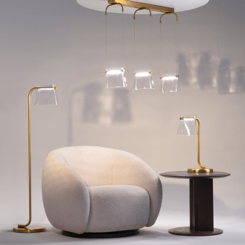 Maytoni Cabaret 1L table lamp, brass LED H 48.5cm