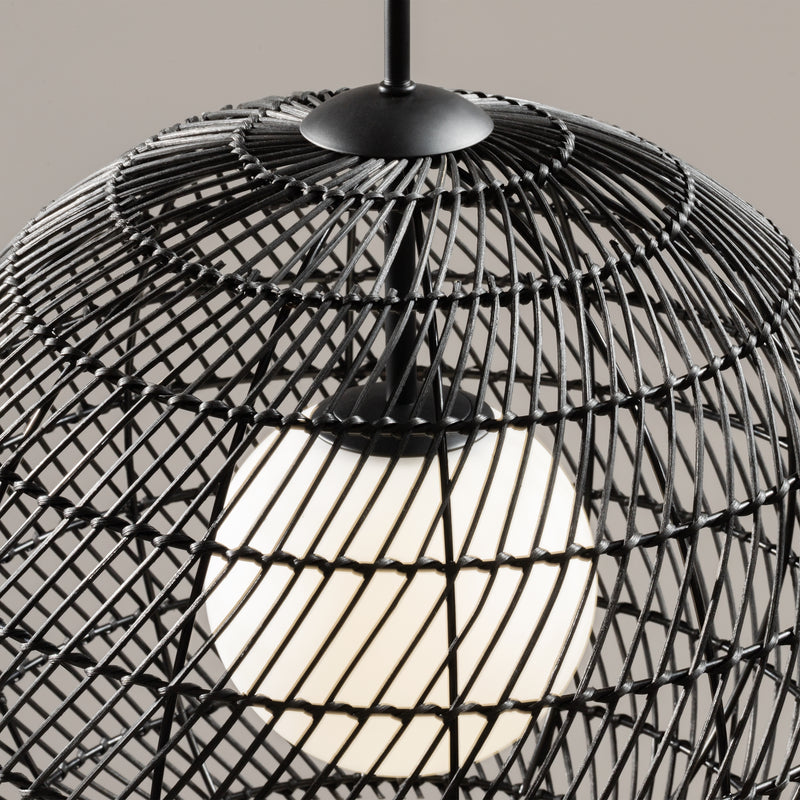 Maytoni Cane 1L pendant lamp, black G9 D 30cm