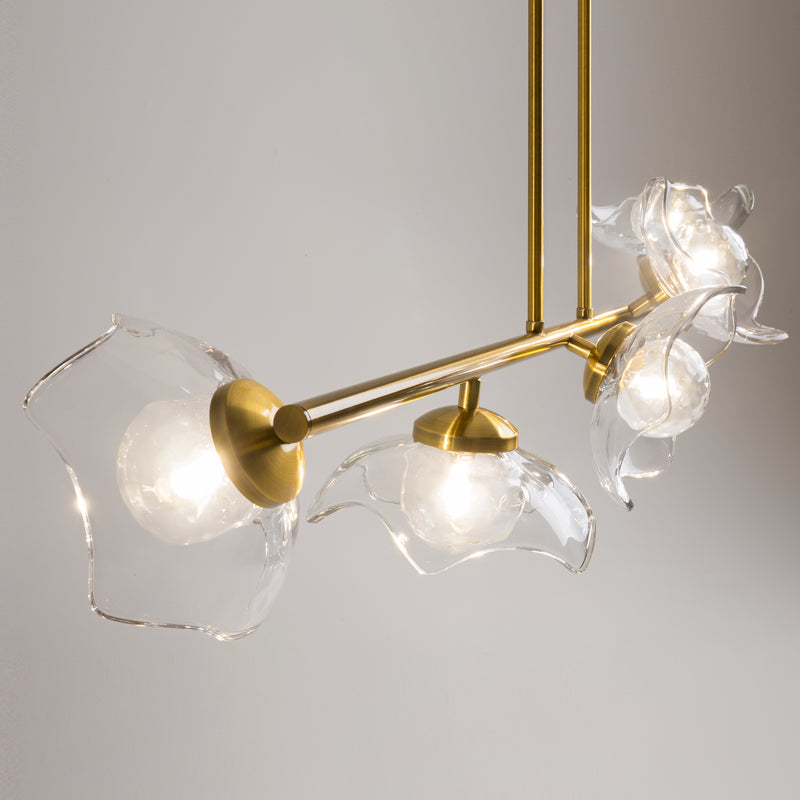 Maytoni Miracle 5L linear suspension ceiling lamp, brass G9 H 84.4cm