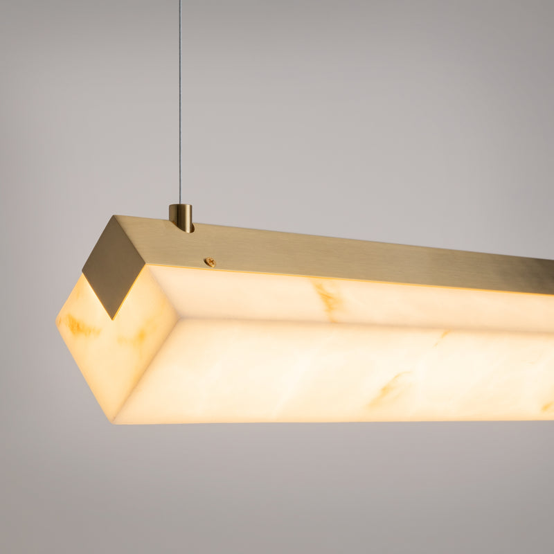 Maytoni Petra 1L linear suspension ceiling lamp, brass LED H 316.2cm