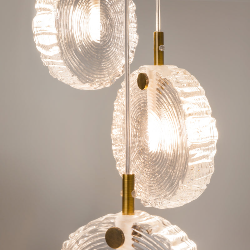 Maytoni Frozen 12L pendant lamp, brass G4 H 371cm