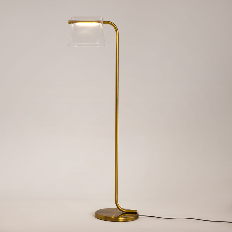 Maytoni Cabaret 1L floor lamp, brass LED H 126.5cm