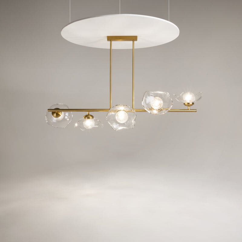 Maytoni Miracle 5L linear suspension ceiling lamp, brass G9 H 84.4cm