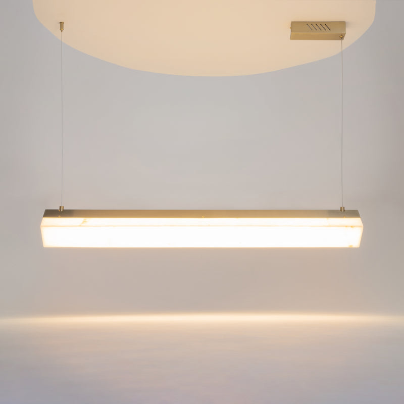 Maytoni Petra 1L linear suspension ceiling lamp, brass LED H 316.2cm