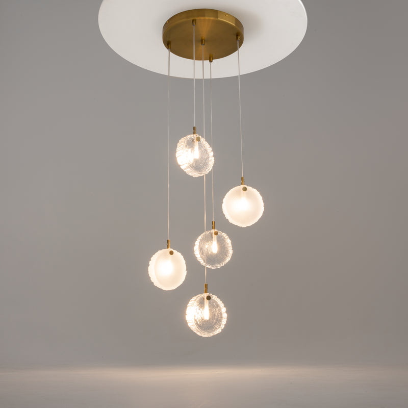 Maytoni Frozen 5L pendant lamp, brass G4 H 321cm