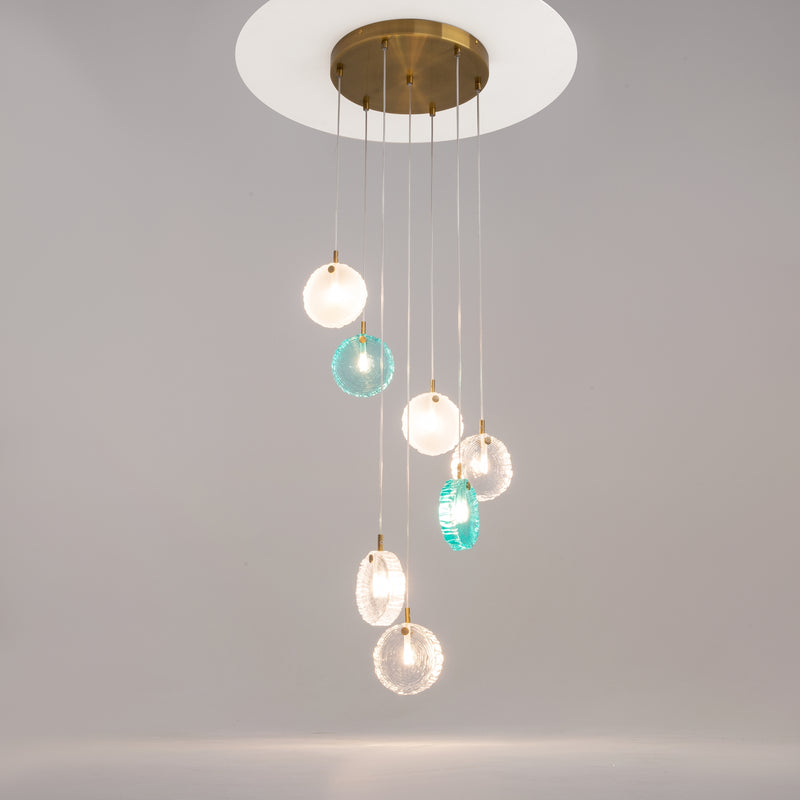 Maytoni Frozen 7L pendant lamp, brass G4 H 321cm