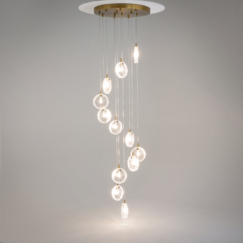 Maytoni Frozen 12L hanglamp, messing G4 H 371cm