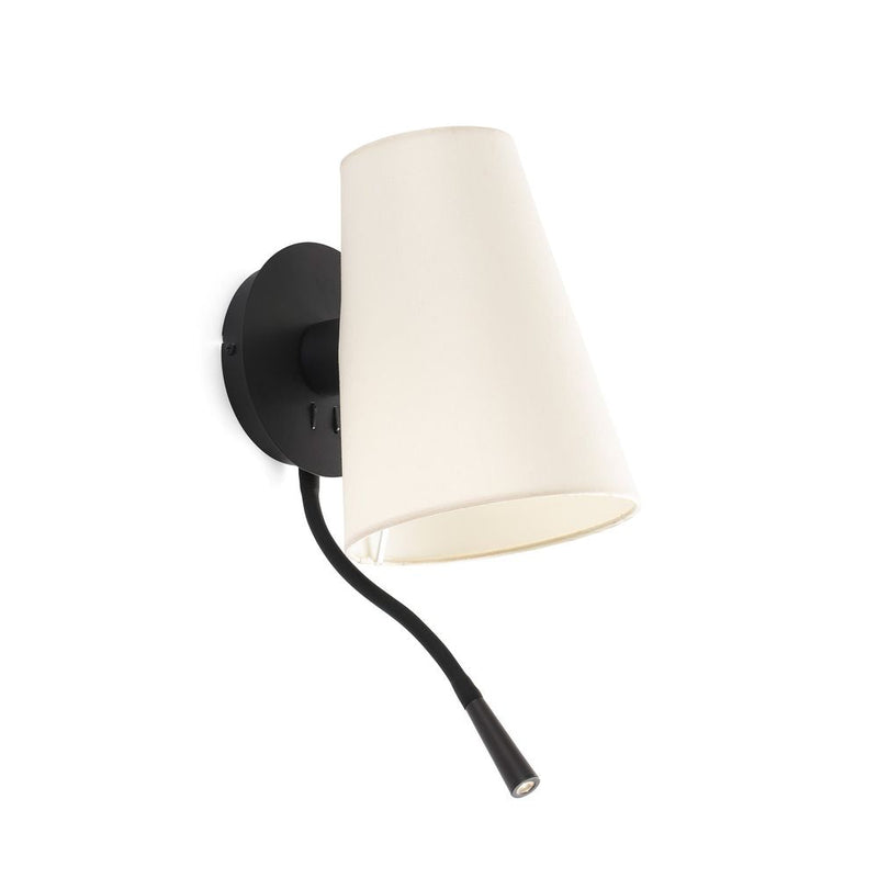 LUPE Black/beige table lamp with reader