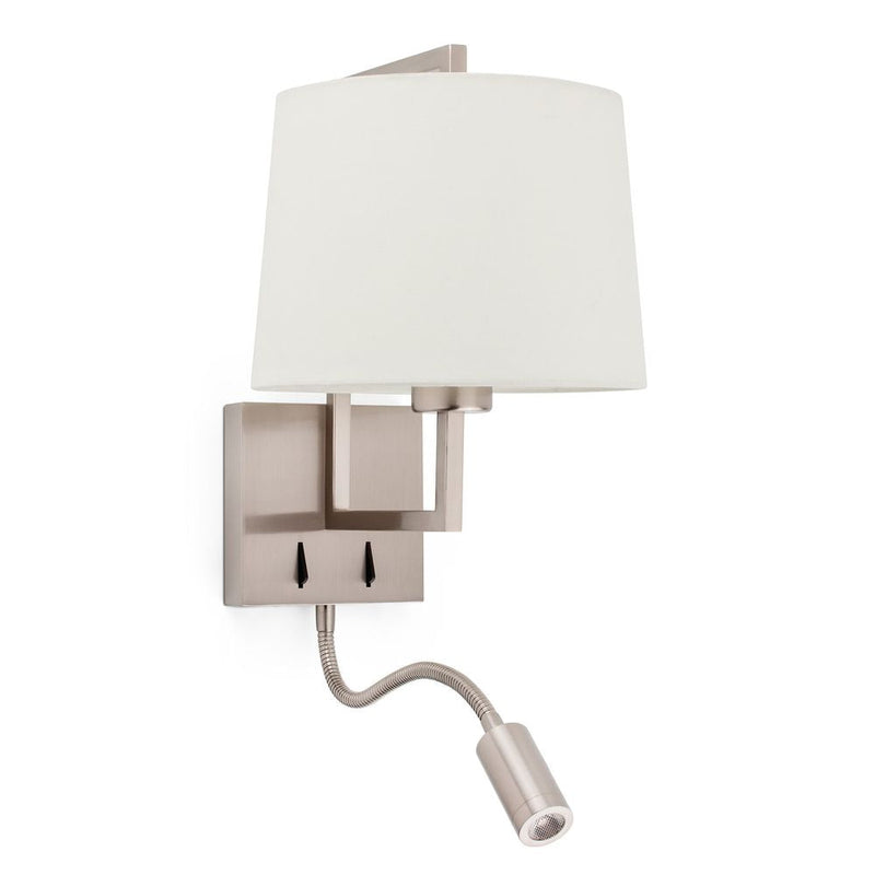 FRAME Matt nickel/beige wall lamp with reader