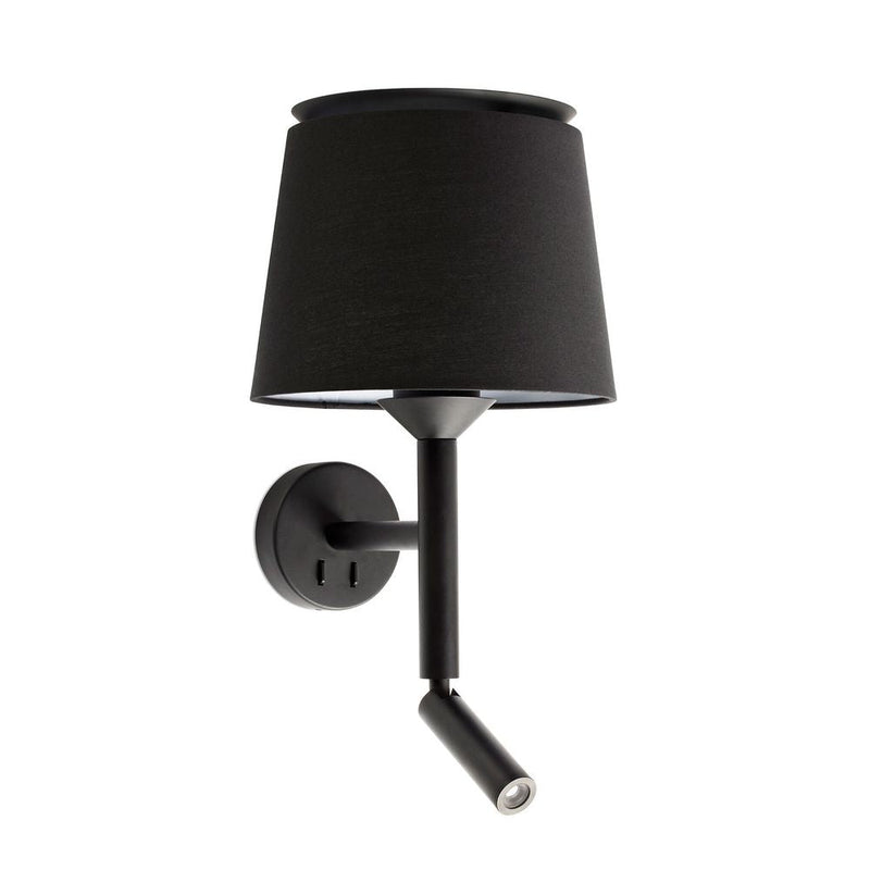 SAVOY Black/black wall lamp with reader