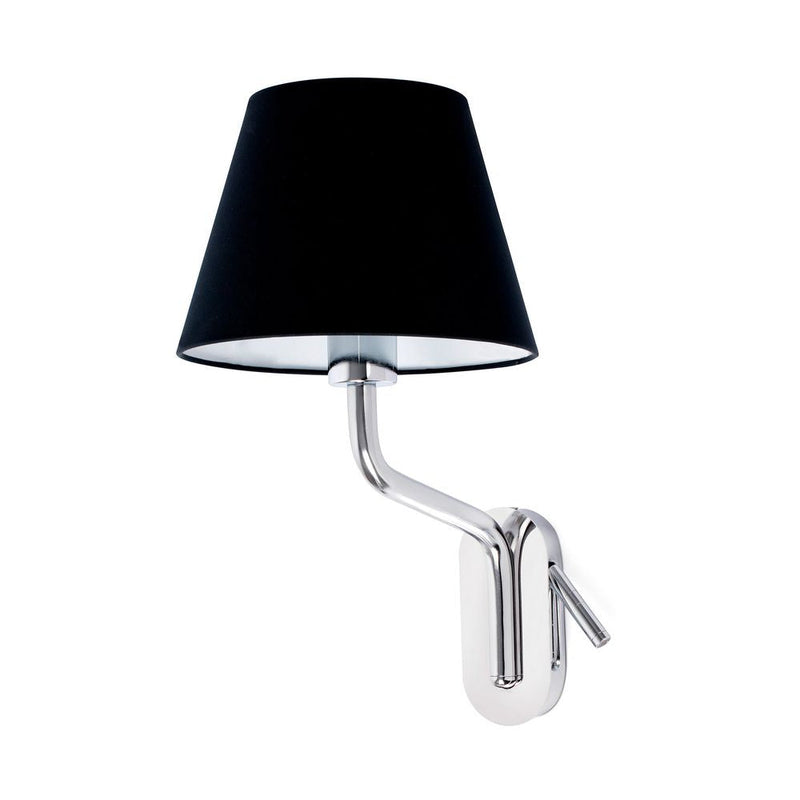 ETERNA Left chrome/black table lamp with reader