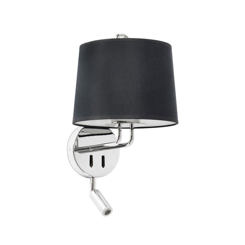 MONTREAL Chrome/black wall lamp with reader