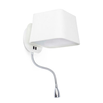 SWEET White reading wall lamp with reader