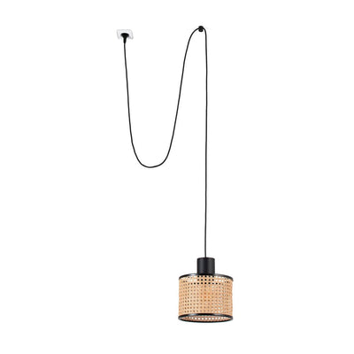 MAMBO 210 Black/rattan pendant lamp with plug