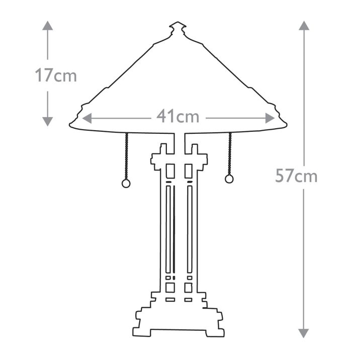 Quoizel Chastain 2L tiffany table lamp steel E27, H 57cm